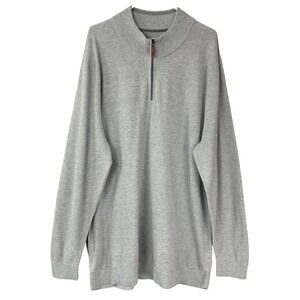 Tommy Bahama IslandZone Gray Sweater XXXL Quarter-Zip Mock Neck Long Sleeve Knit
